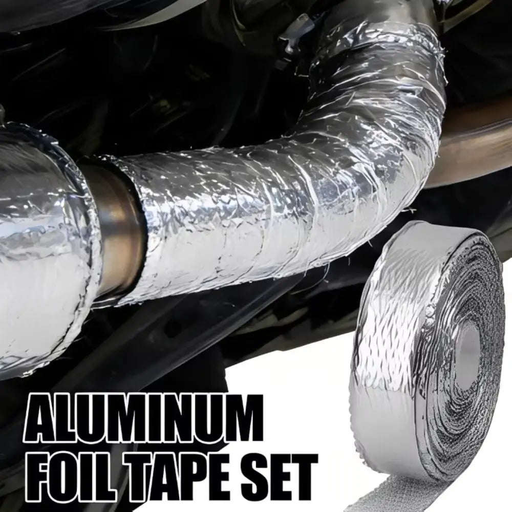 5M Fiberglass Exhaust Pipe Heat Wrap Tape | Aluminum Foil