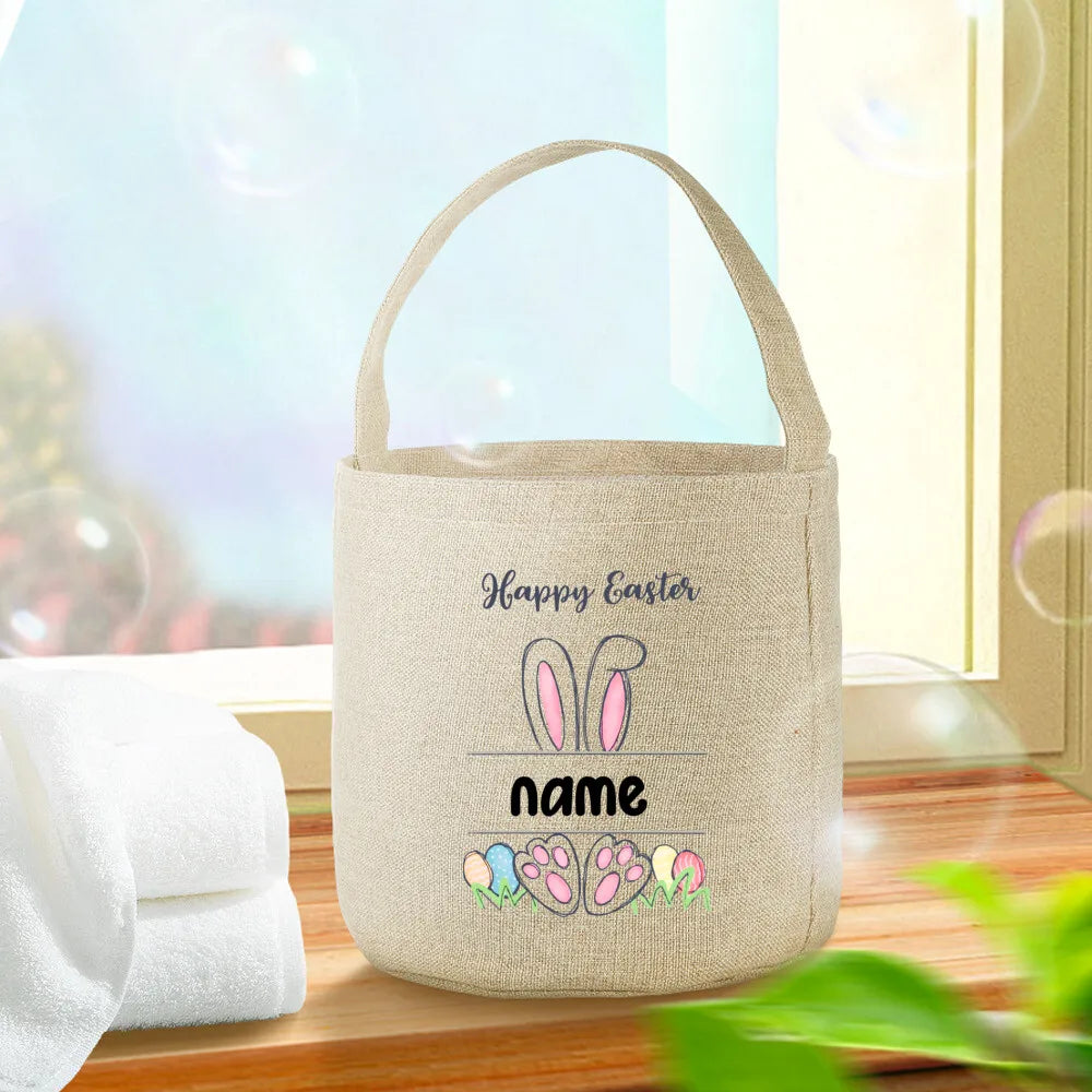 Personalized Easter Bunny Linen Tote Bag – Kids Gift Bag