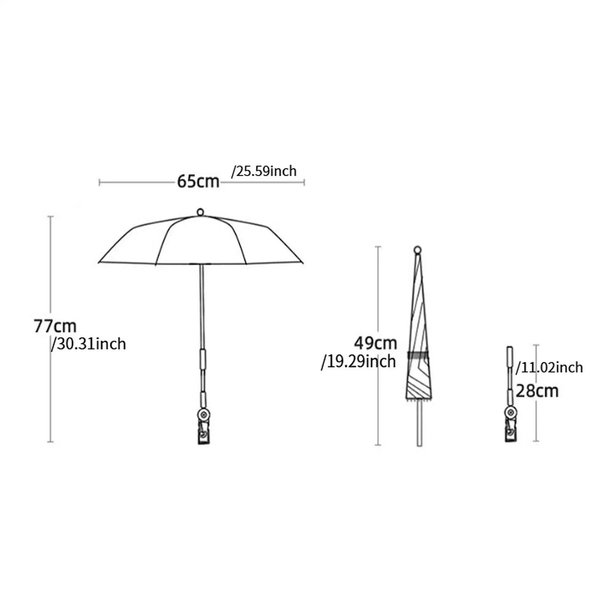 Baby Stroller Parasol Clip-On Sun & Rain Pram Umbrella