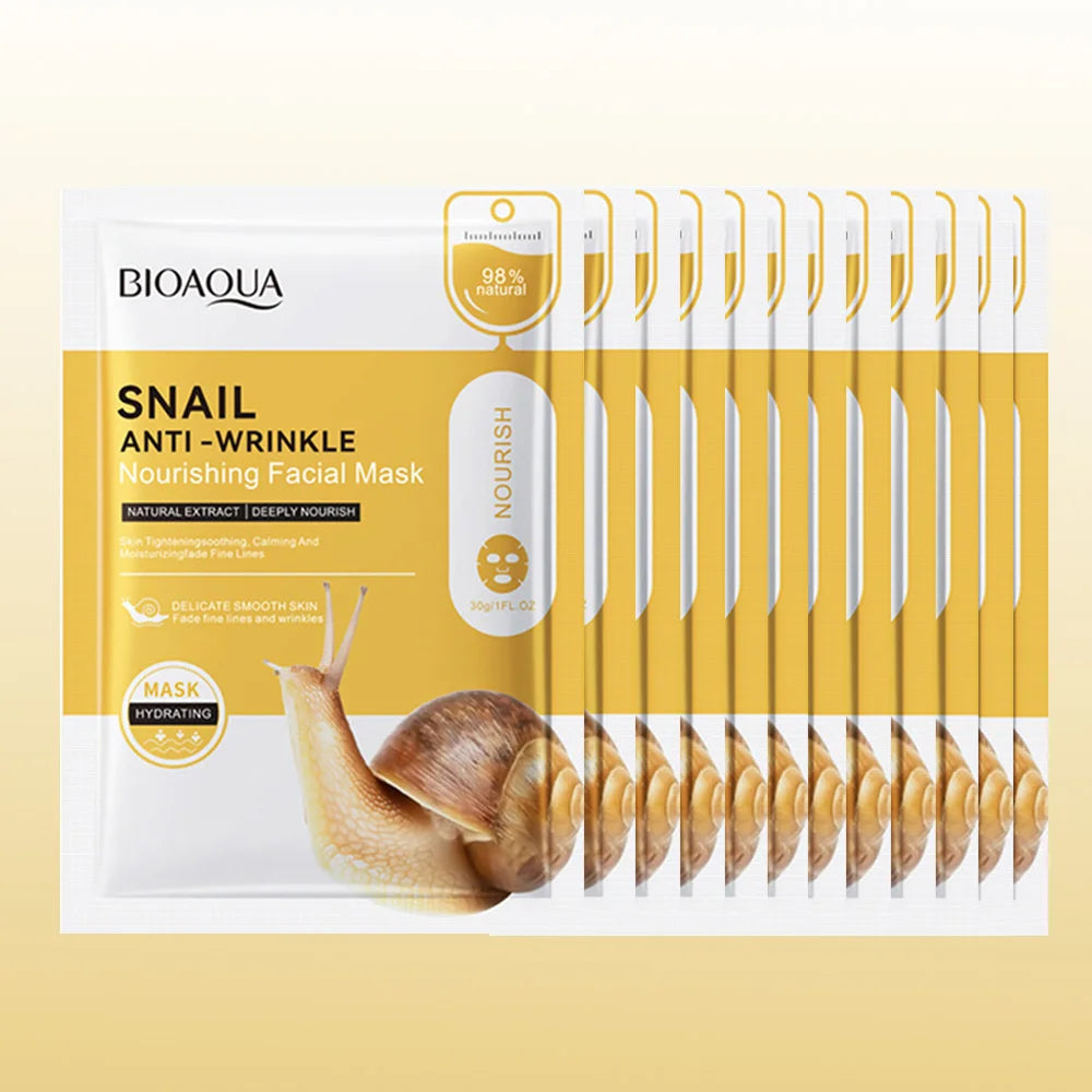 LAIKOU Snail Facial Sheet Masks – Moisturizing 12 Pack