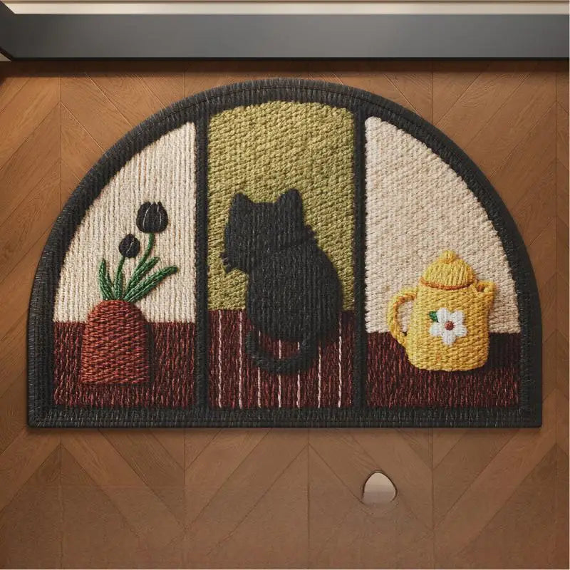 Semi-Circular Anti-Slip Bathroom Floor Mat | Knit Animal Style