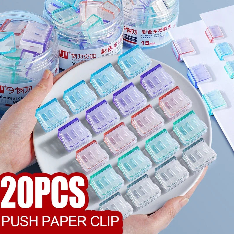 Candy Color Transparent Push Paper Clips | Mini Office Clips