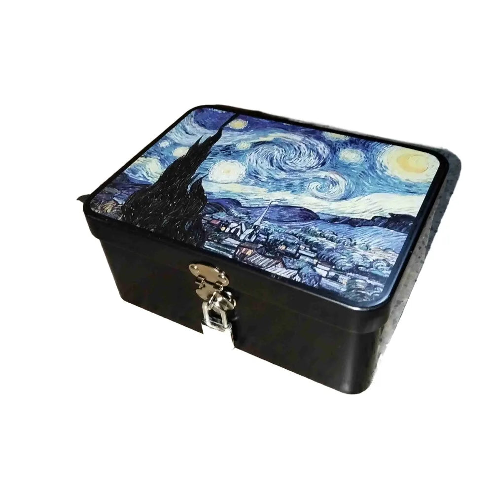 Vintage Tinplate Storage Box with Lock & Key | Jewelry Tin