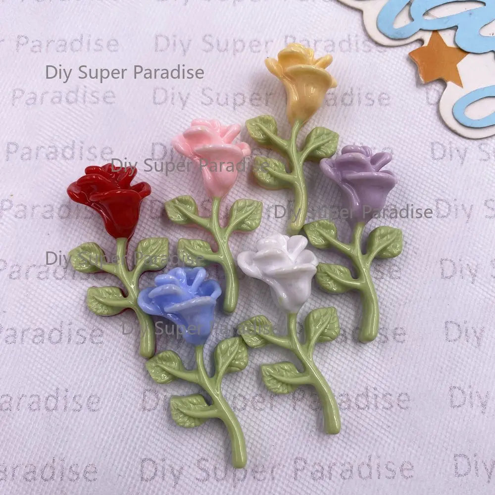 Resin Rose Flatback Figurines 10PCS – DIY Craft Embellishments