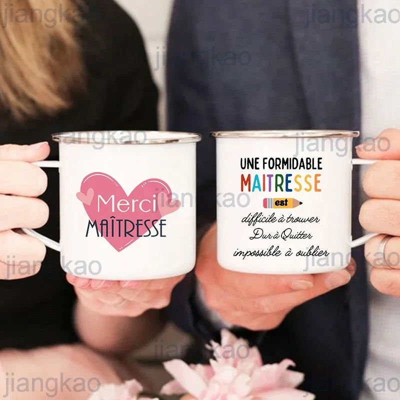 Merci Maîtresse French Enamel Mug – Vintage Teacher Gift