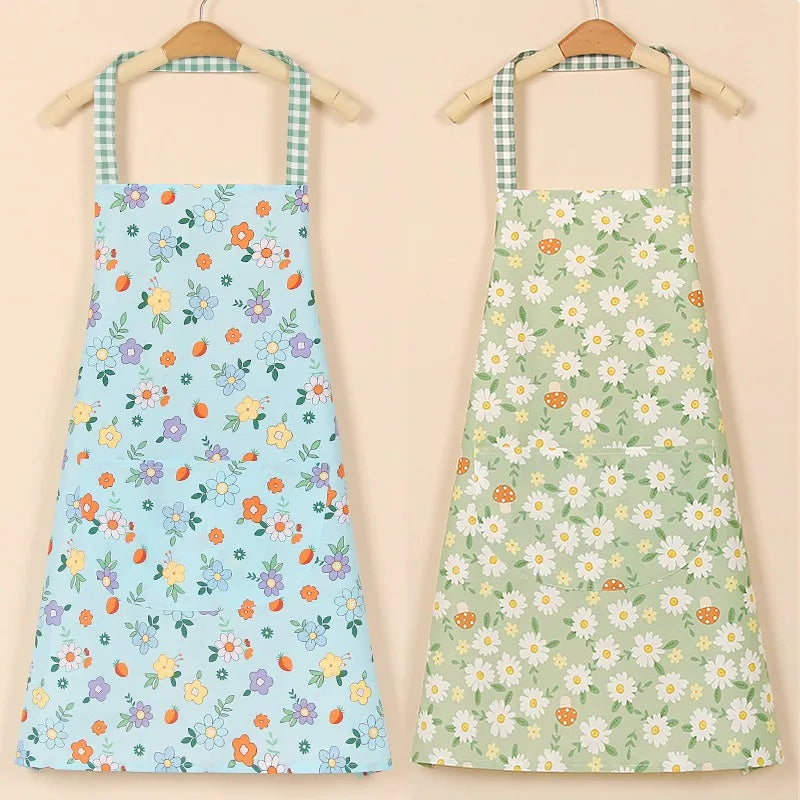 Floral Pure Cotton Kitchen Apron – Soft, Breathable Adult Bib