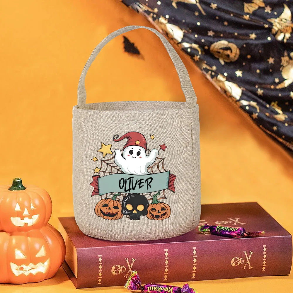 Personalized Halloween Candy Tote Bag – Custom Pumpkin Design
