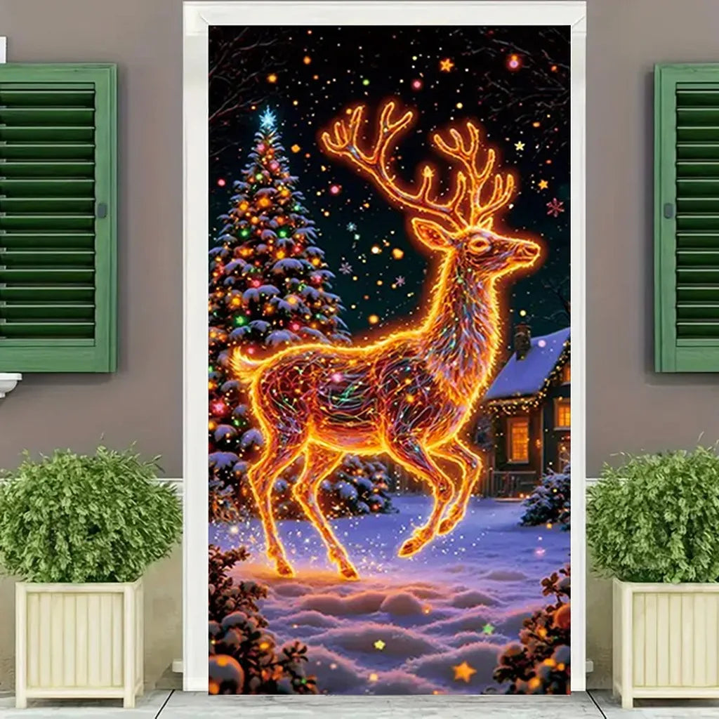 Neon Effect Christmas Tapestry Wall Hanging Banner 90x180cm