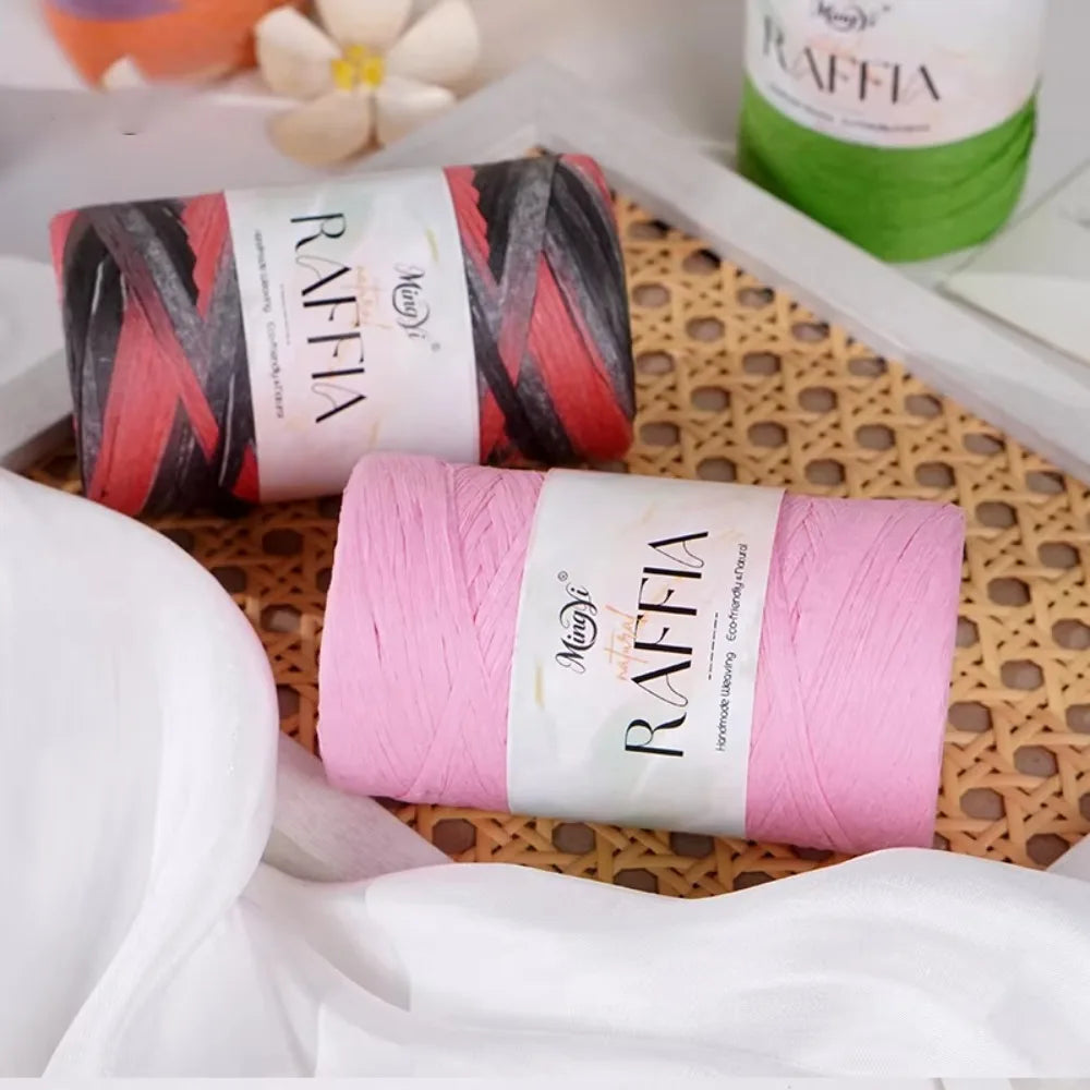 Multi-Color Raffia Yarn – 100% Bamboo Fiber Knitting Cord 100g