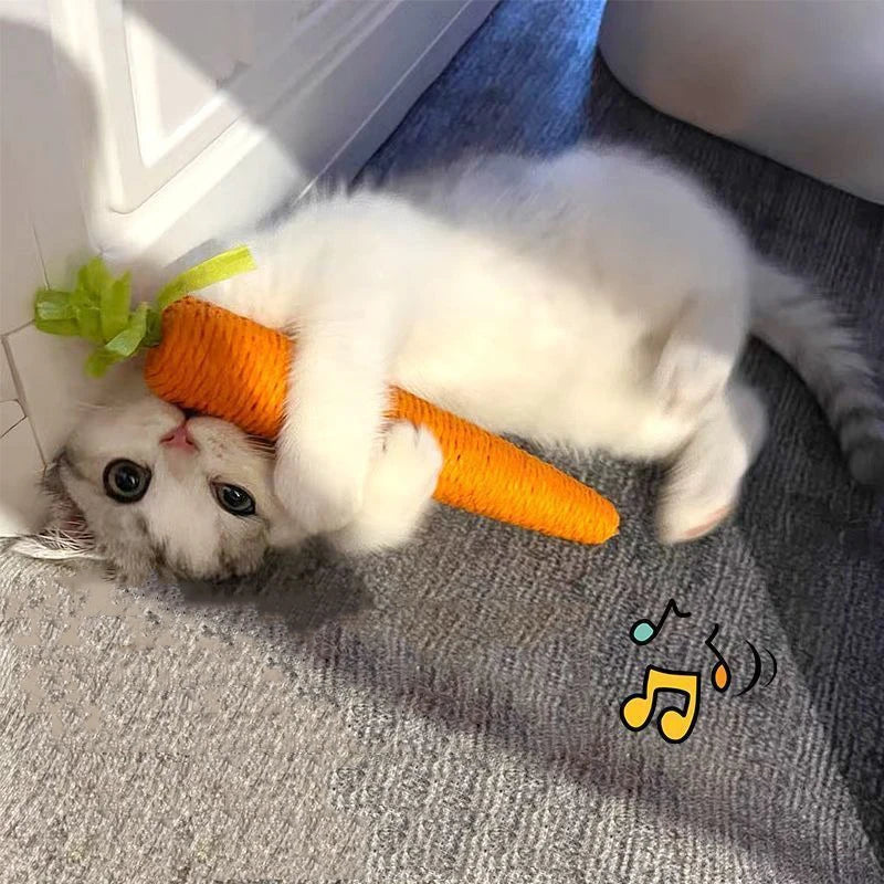 Sisal Carrot Squeaky Cat Toy – Molar Stick & Scratch Toy