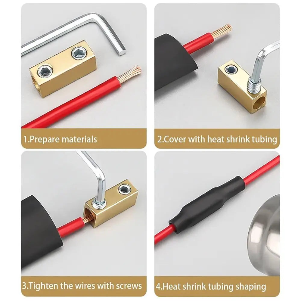 Brass Waterproof Terminal Block Set with Heat Shrink Tubing
