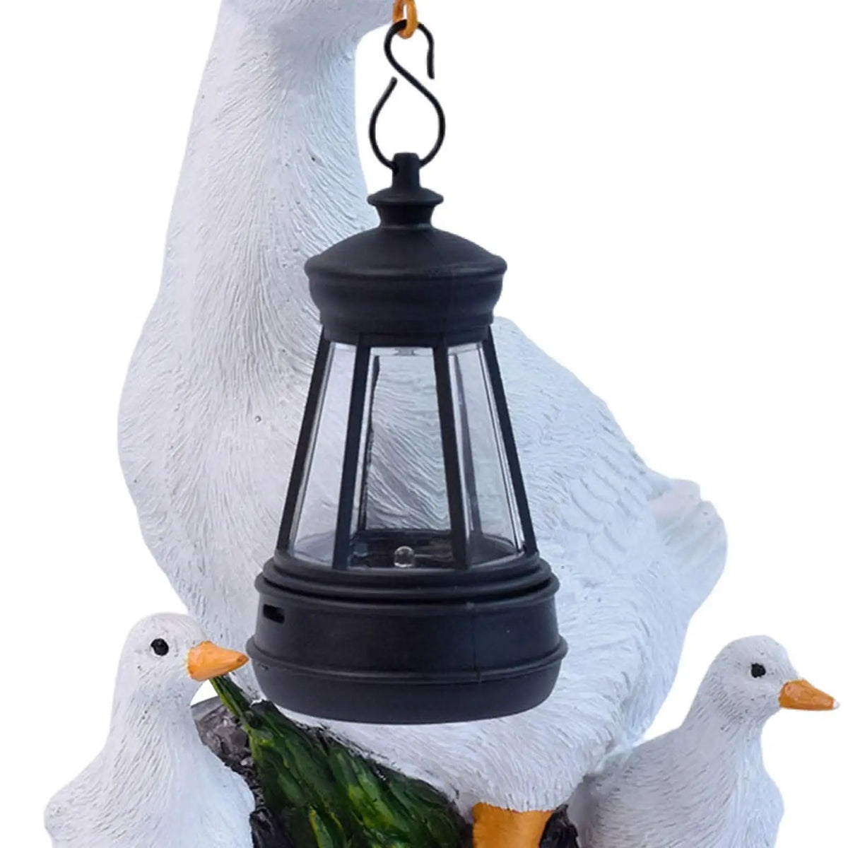 Duck Garden Statue with Solar Lamp – Weatherproof Resin Ornament