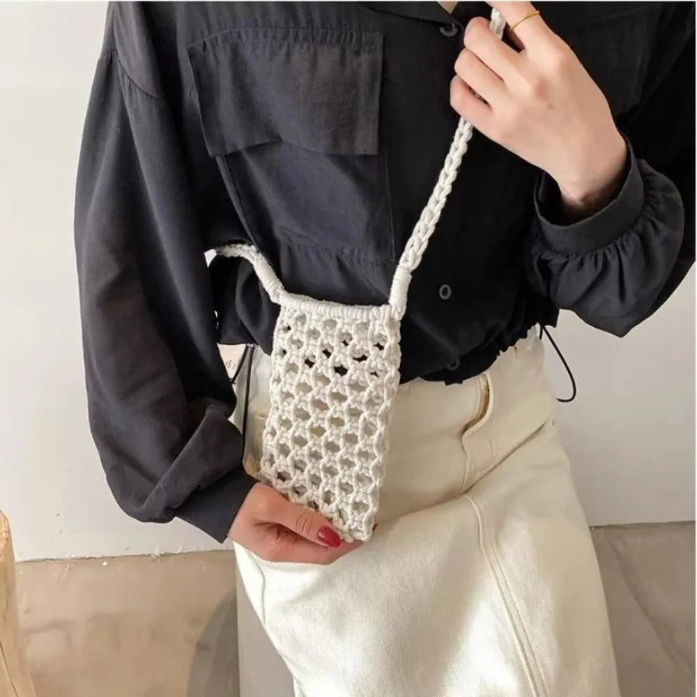 Woven Crochet Crossbody Phone Bag – Braided Shoulder Bag