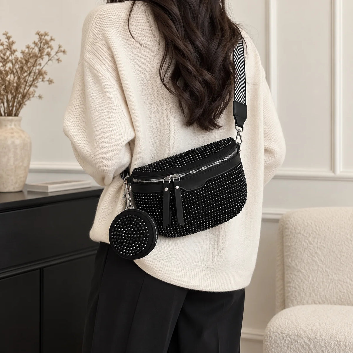 Women's Rhinestone Crossbody Bag | Sparkly Chain Sling Bag