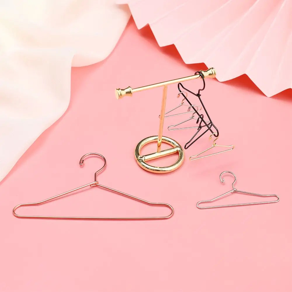10-Pack Dollhouse Mini Metal Hangers – Wardrobe Accessories