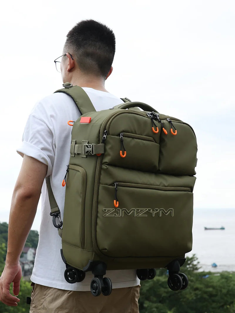 18-Inch Waterproof DSLR Camera Trolley Bag with Wheels 38L