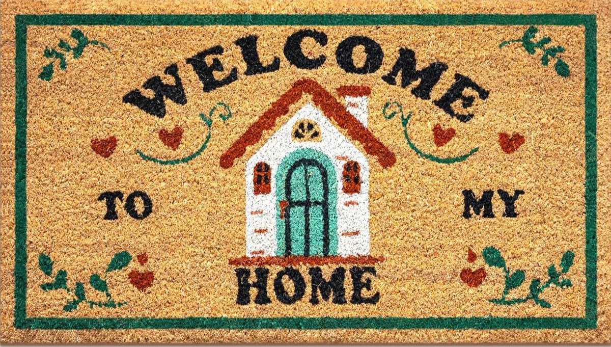 Welcome Doormat – Cottage Print Non-Slip Washable Entryway Mat