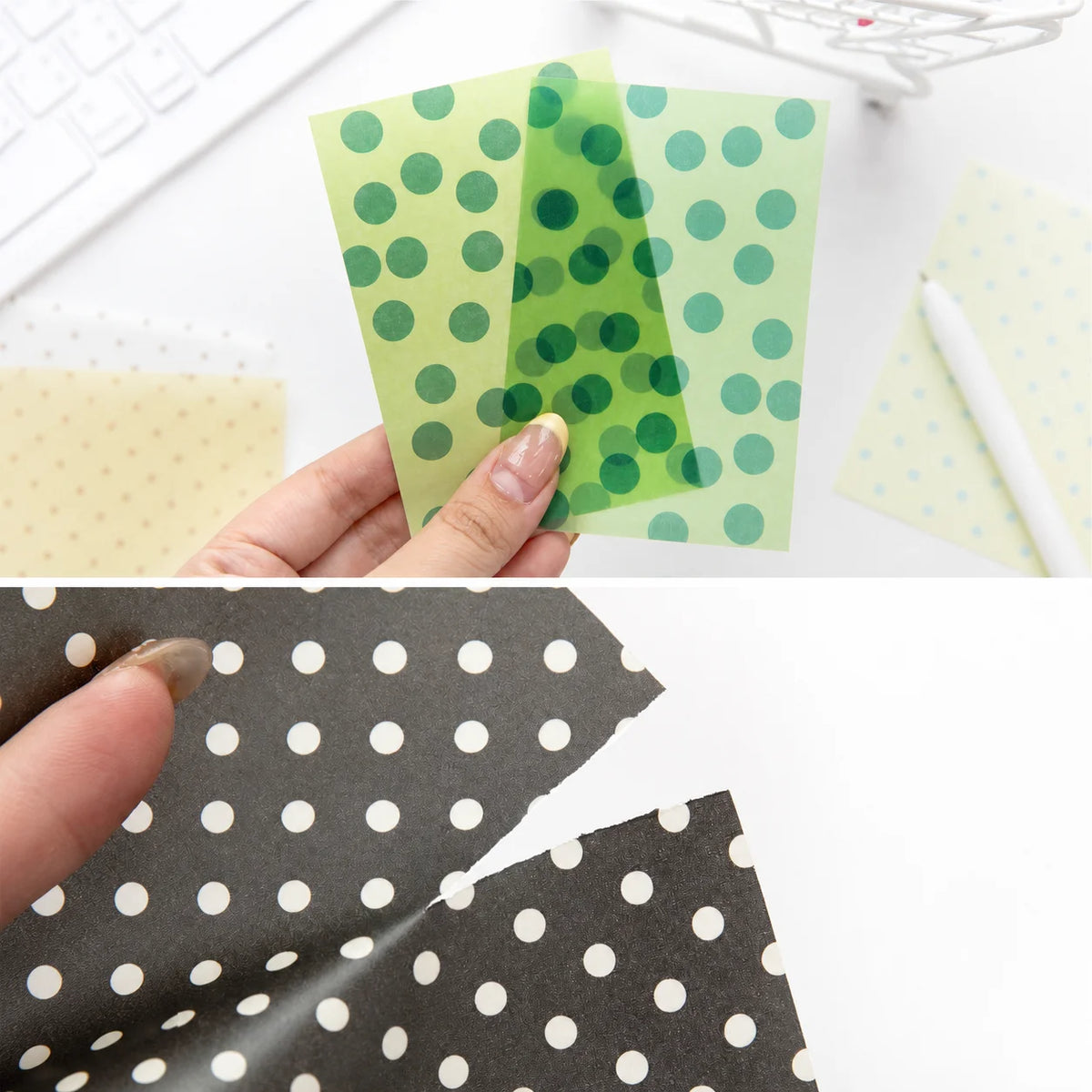 Vintage Polka Dot Scrapbook Paper Set – 32 Sheets Vellum & Kraft