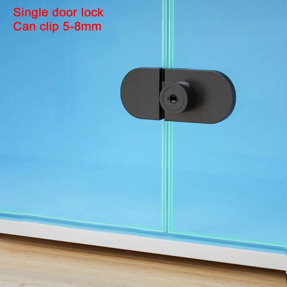 Punch-Free Glass Cabinet Door Lock | Zinc Alloy Sliding Lock