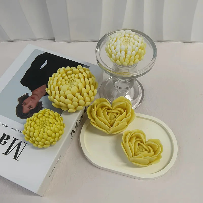 3D Flower Silicone Mold – Rose Peony Candle Soap Baking