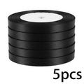 5-Pack Black Satin Ribbon 1/4" 6mm – 125 Yards Gift & Crafts