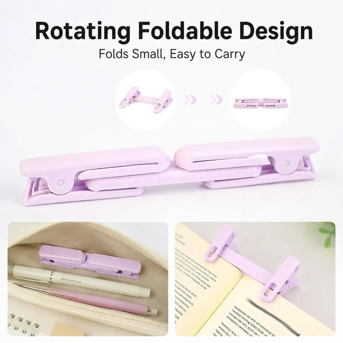Rotatable Folding Book Clip | Double Page Holder & Bookmark