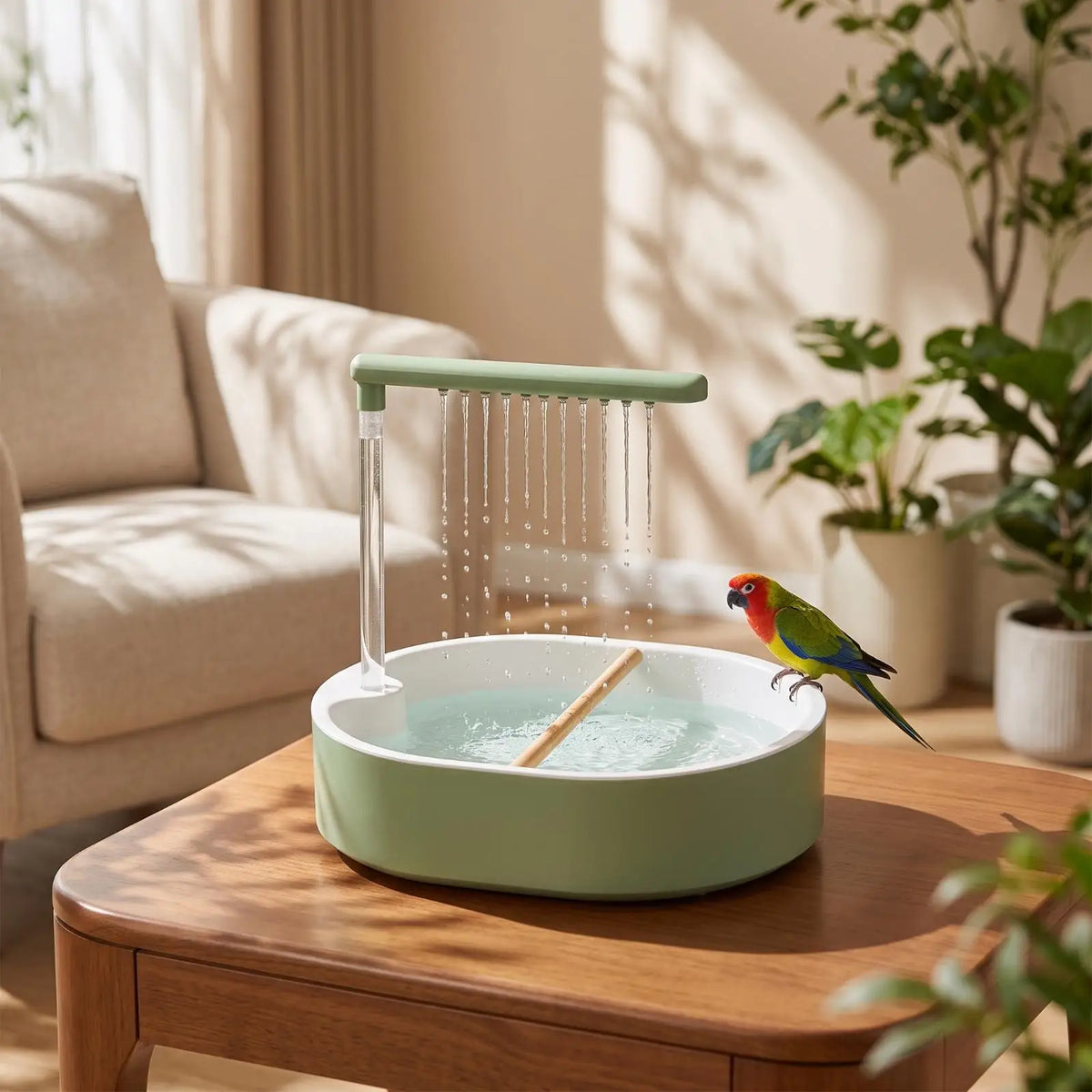 Circulating Bird Bath with Pump & Overhead Shower Tube