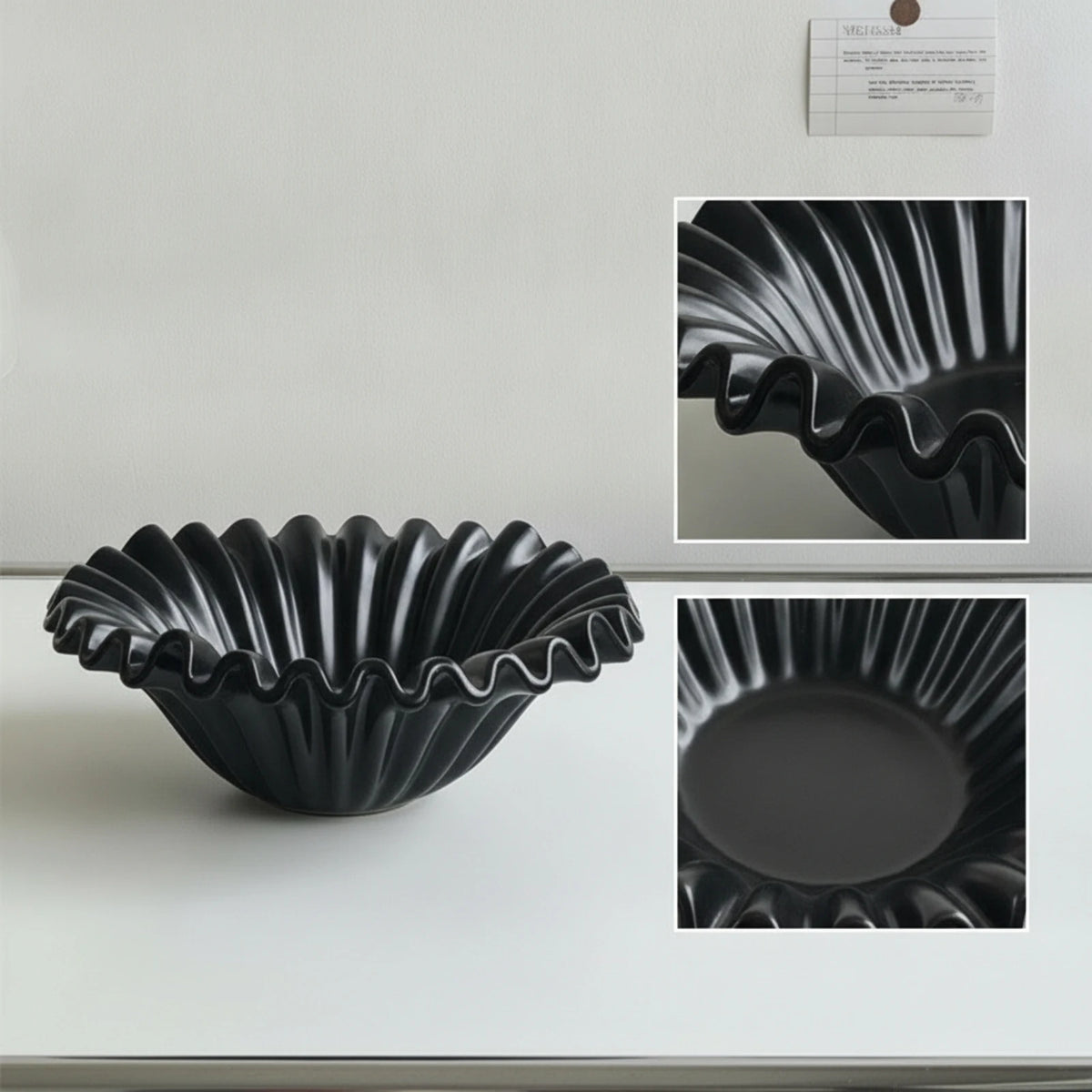Ceramic Fluted Fruit Bowl with Wavy Rim | Elegant Centerpiece