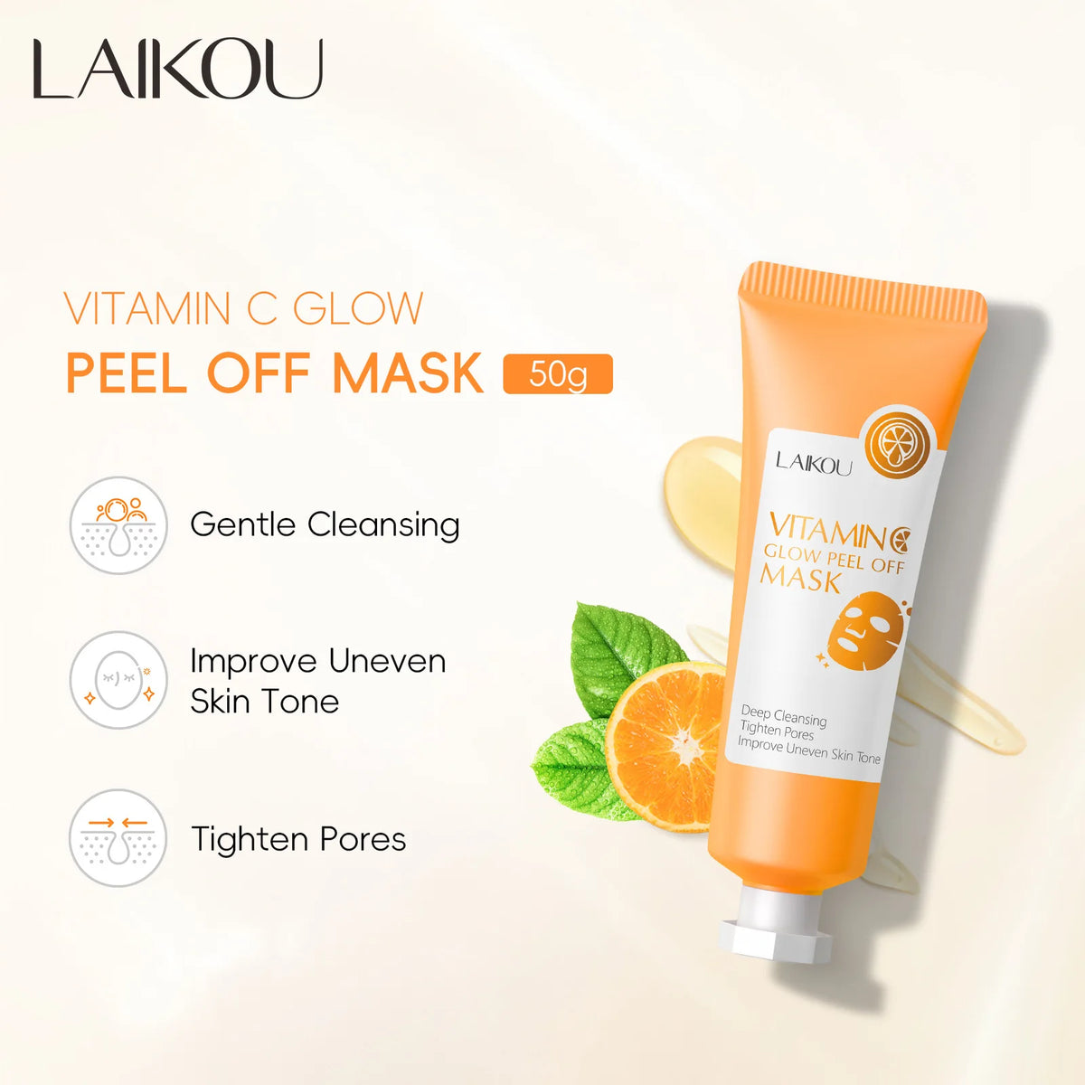 LAIKOU Vitamin C Peel-Off Face Mask – Pore Cleansing & Glow