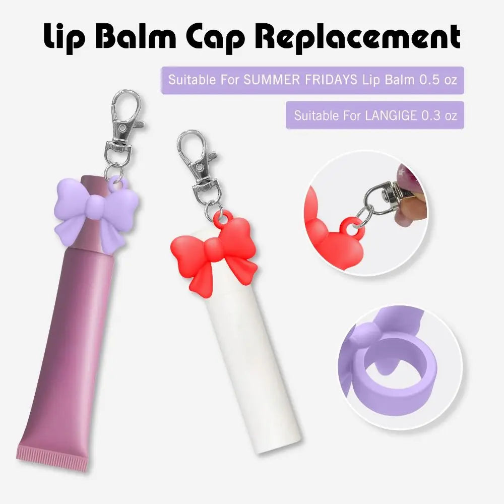 Silicone Lip Balm Holder Keychain – Bowknot Lip Gloss Sleeve