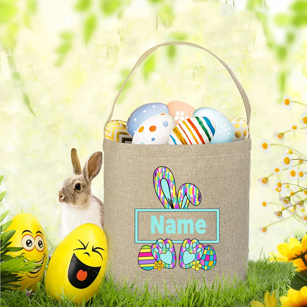 Personalized Easter Basket Tote Bag | Custom Name Candy Bucket