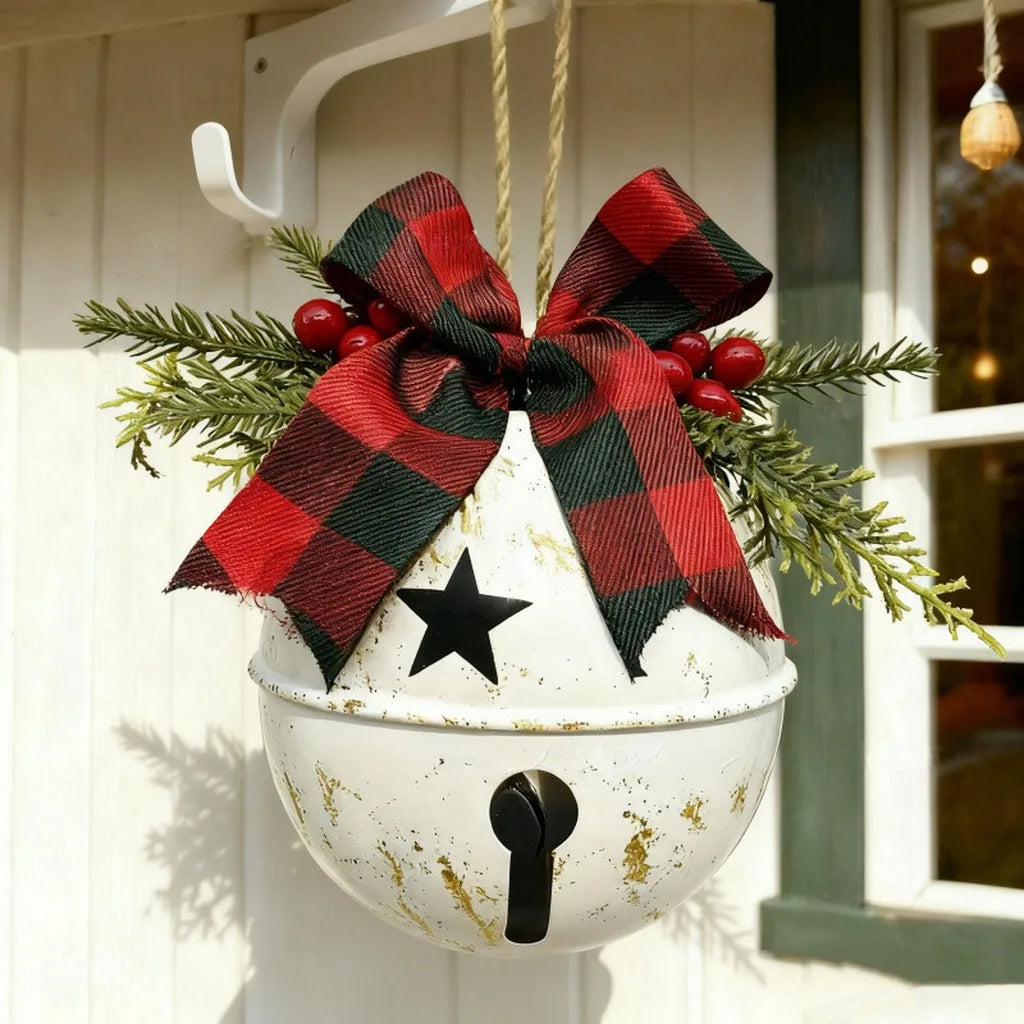 Vintage Metal Christmas Bell Ornament | Holiday Hanging Decor