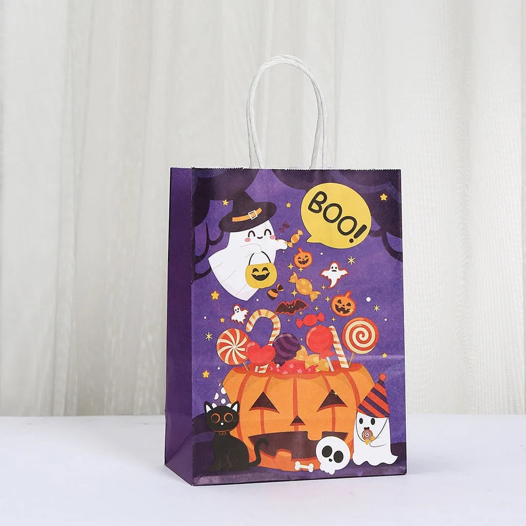 Halloween Kraft Paper Gift Bags – 12-Pack Trick or Treat Totes