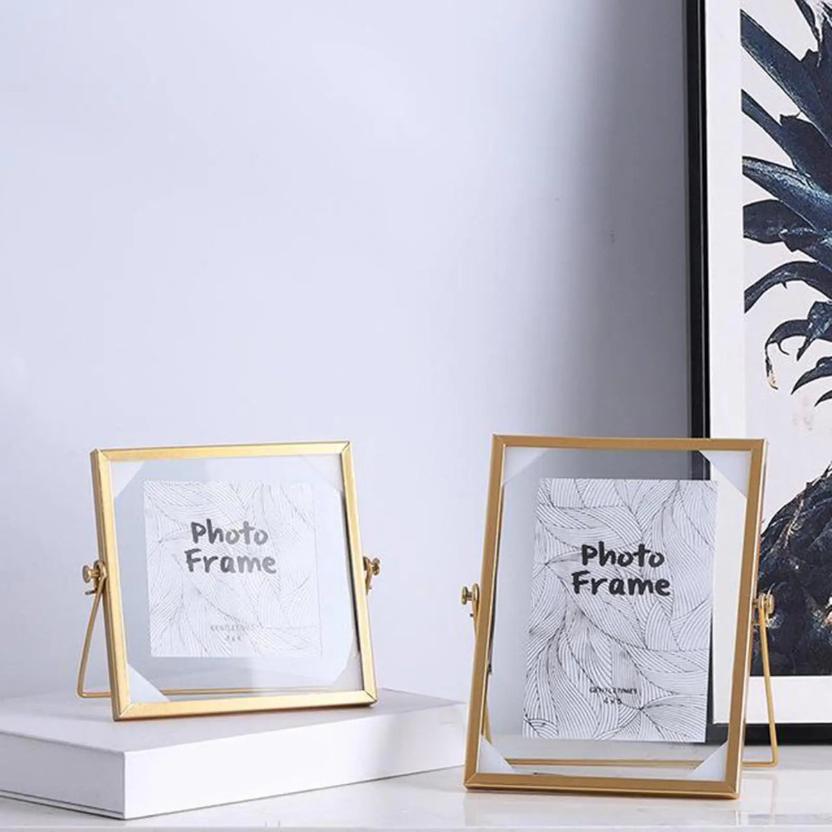 Square Gold Floating Glass Photo Frame | Wedding & Home Decor