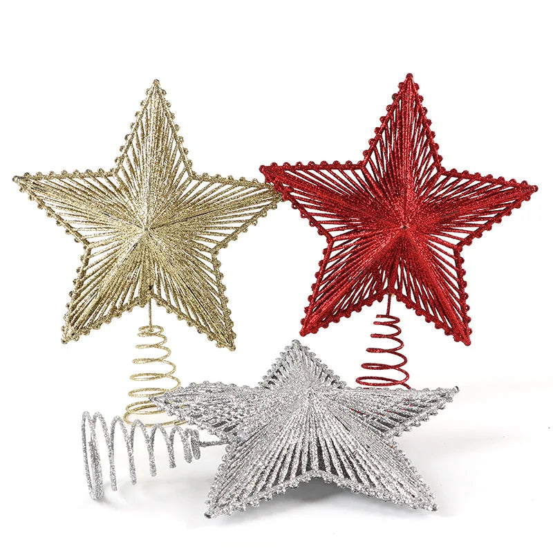 Sequin Star Christmas Tree Topper – Gold, Silver & Red