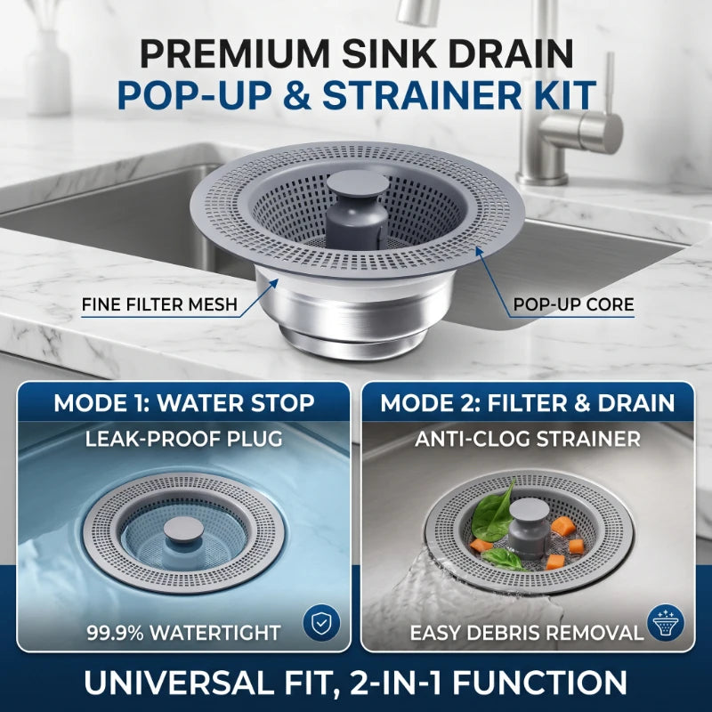 Bounce Core Sink Drain Strainer – Stainless Steel Stopper