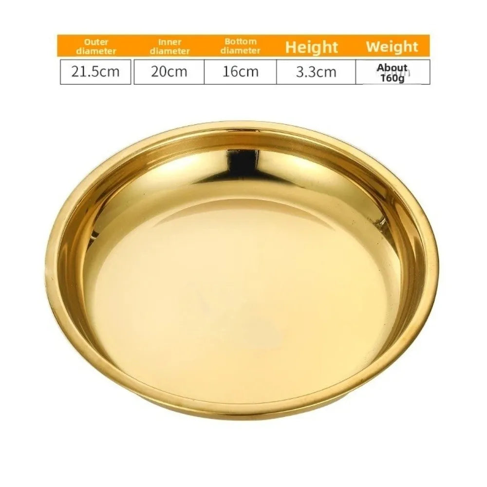 Stainless Steel Round Shallow Tray | Rustproof Camping Plate