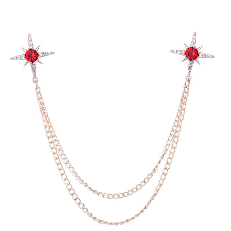Men's Rhinestone Tassel Brooch Pin – Gold & Silver Luxury Accessory