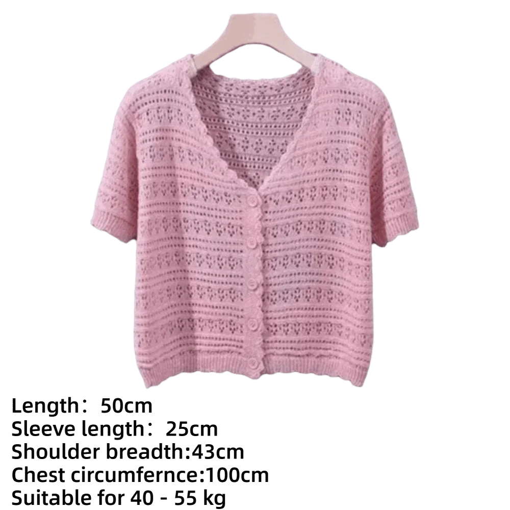 Women's Hollow Knit V-Neck Cardigan | Casual Summer Top