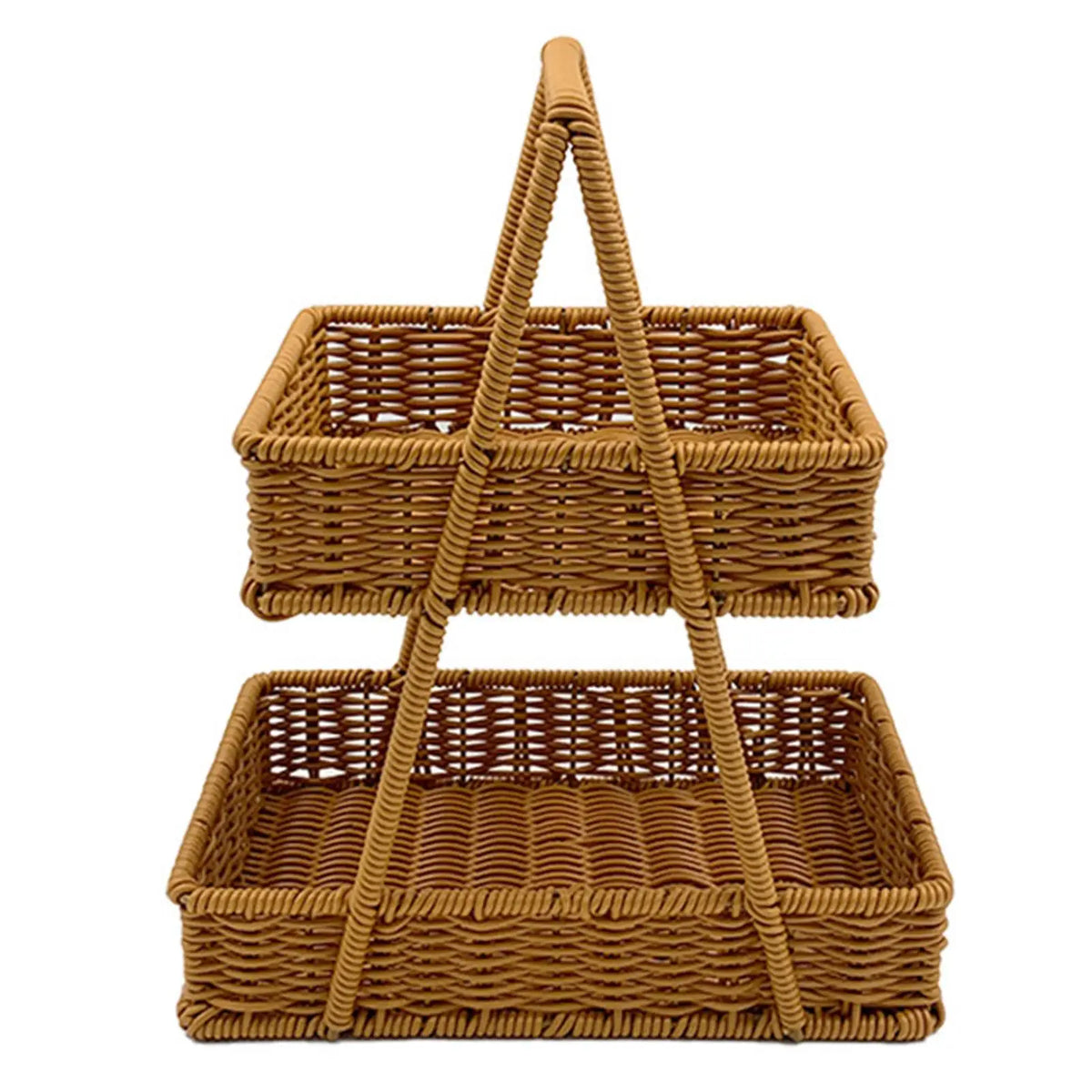 Woven Basket Countertop Organizer with Handle – 2-Tier
