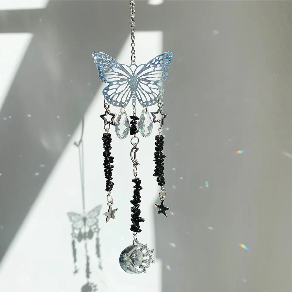 Butterfly Crystal Sun Catcher – Gemstone, Moon & Star Charms