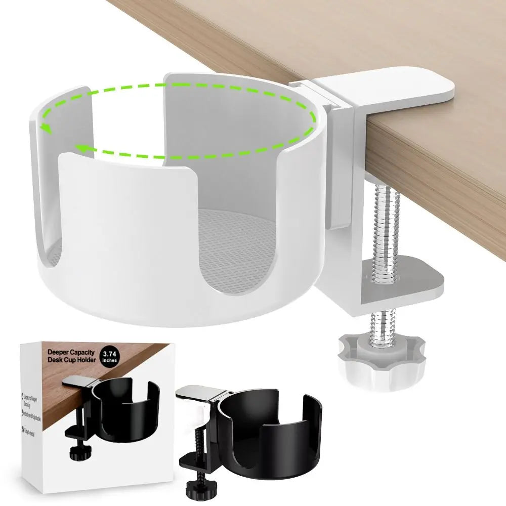 Punch-Free Desk Cup Holder Clamp – Adjustable Anti-Spill Mug Hold