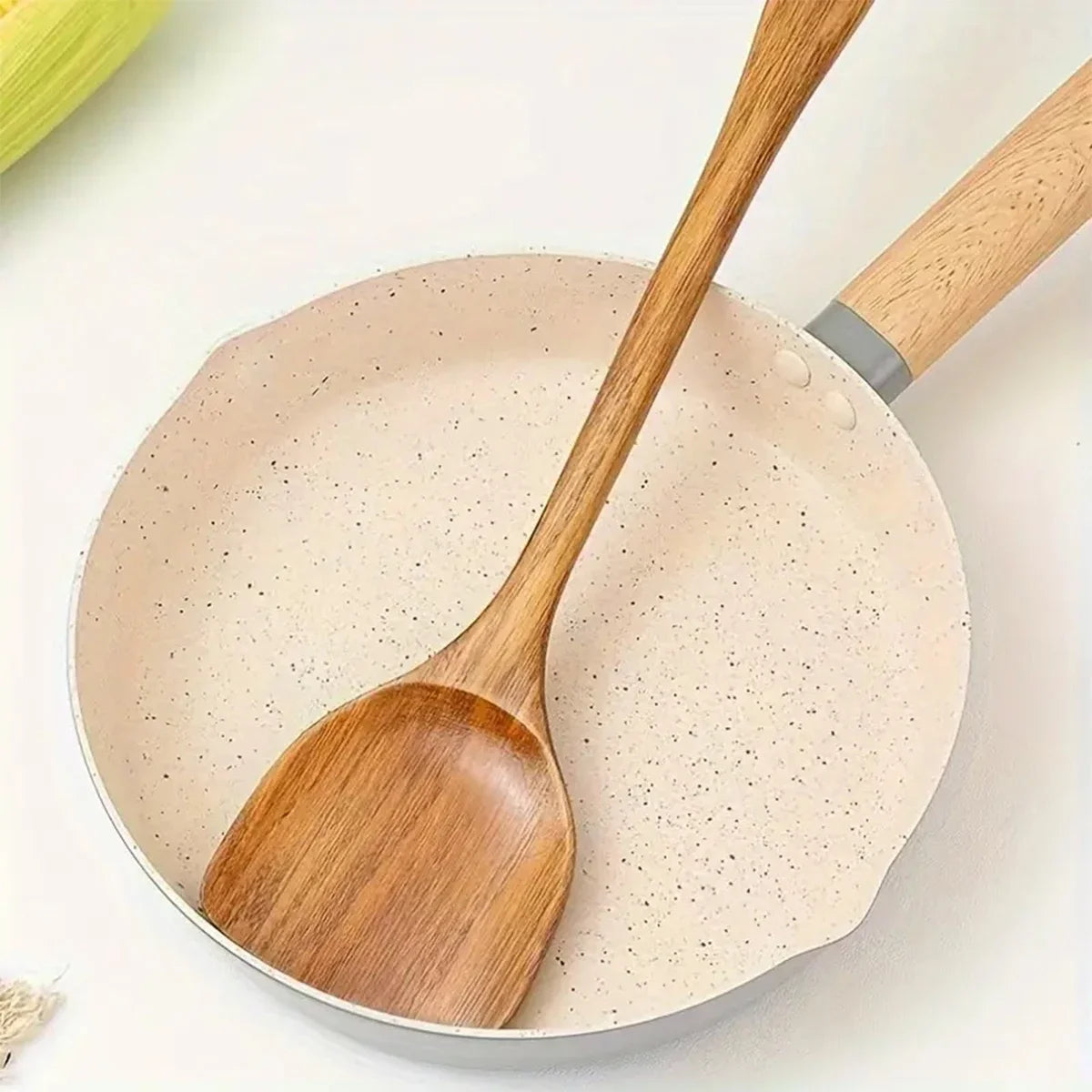 Long Handle Wooden Cooking Spatula – Non-Stick Kitchen Tool