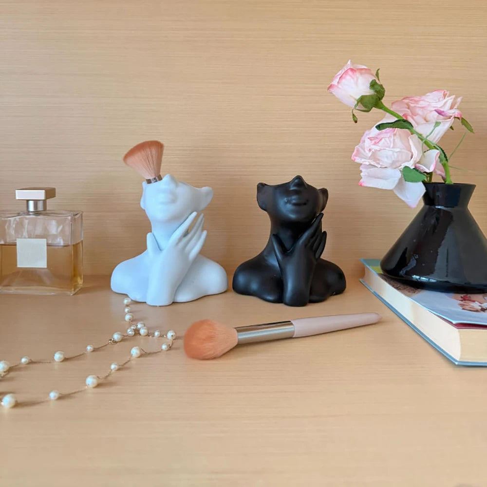 White Female Head Vase – Modern Plastic Flower Vase & Art Statue
