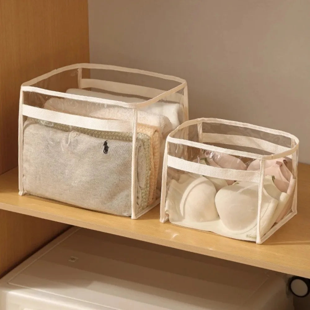 Transparent PVC Toy Storage Basket with Handle | Large Capacity