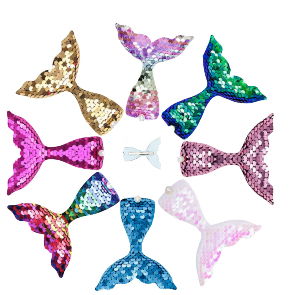 20-Pack Girls Glitter Sequin Mermaid Hair Clips for Kids