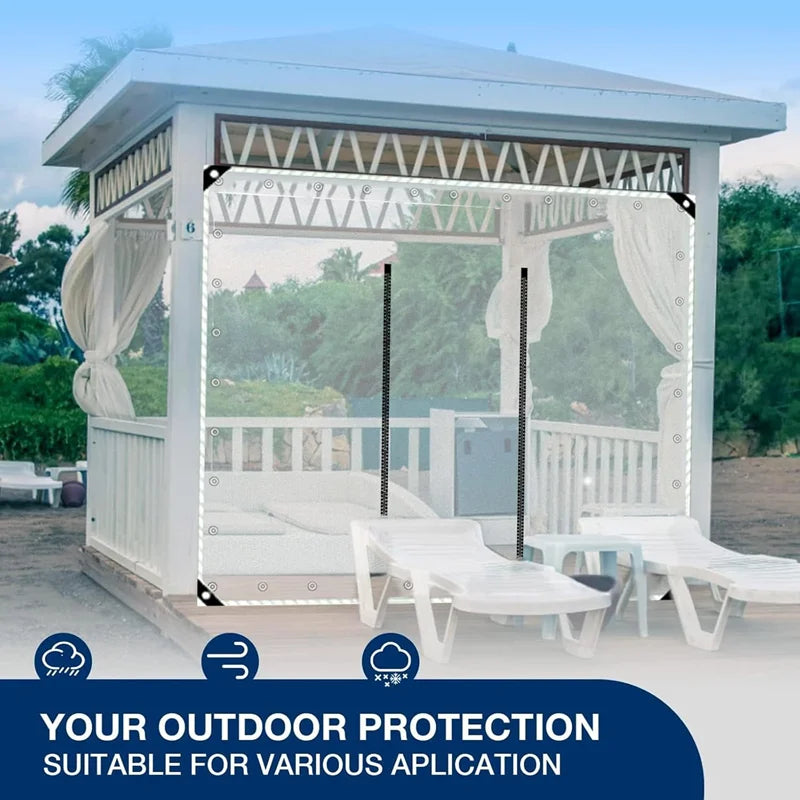 Clear PVC Tarpaulin Dual Zipper – Waterproof Outdoor Cover