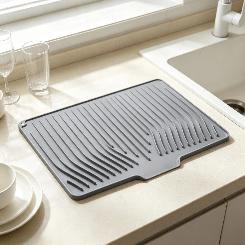 Silicone Inclined Drainage Drying Mat – Kitchen Sink & Counter