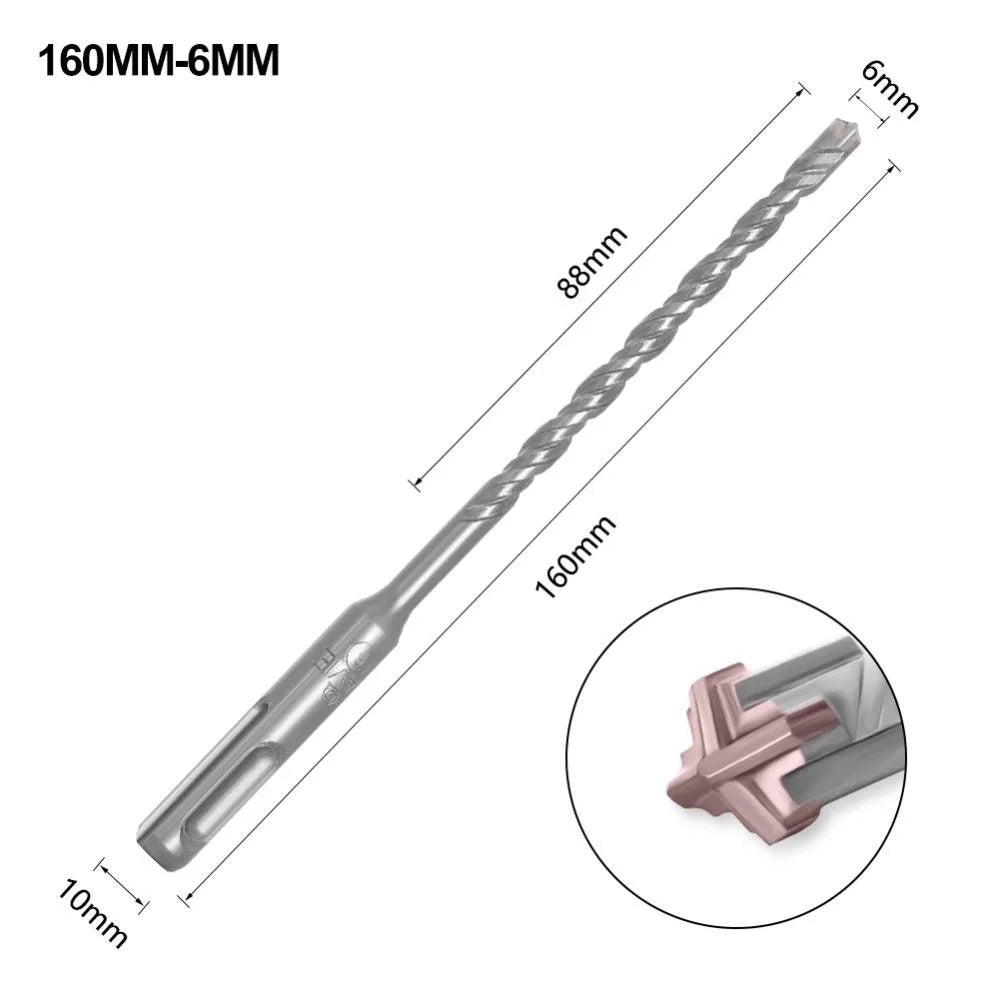 SDS Plus Concrete Drill Bit – 4 Cutter Cross Tip, 5–12mm