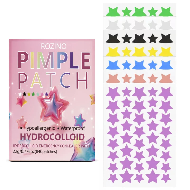 ROZINO Star Hydrocolloid Acne Patches 840/1680 Pcs – 7 Colors
